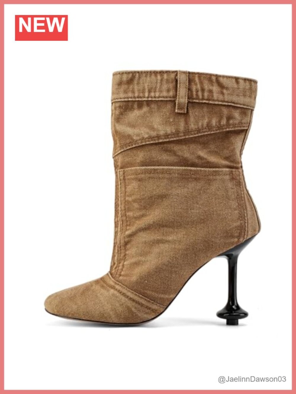 Women's Denim Ankle Booties Square Toe Stiletto High Heel Zip Western Boots